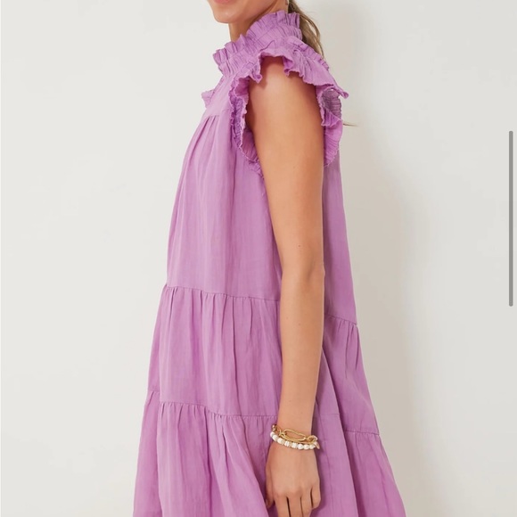NWT Sea New York Lavender Micah Solid Ramie Flutter Sleeve Dress, XXS - Picture 3 of 14
